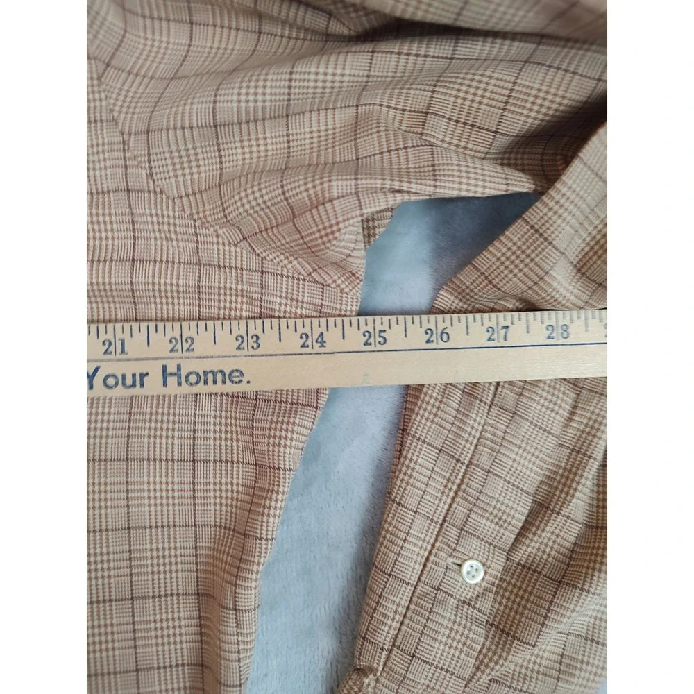 Polo‎ Ralph Lauren Classic Fit Glen Plaid Button Down Shirt Mens Large Tan Brown